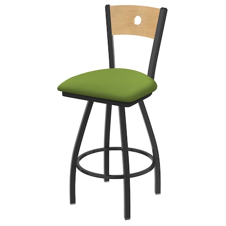 25 Swivel Counter Stool,Pewter Finish,Nat Back,Canter Green Seat